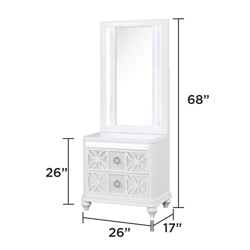 Abigale Modern Queen 4 Piece Wood Bedroom Set with LED Storage Bed in White