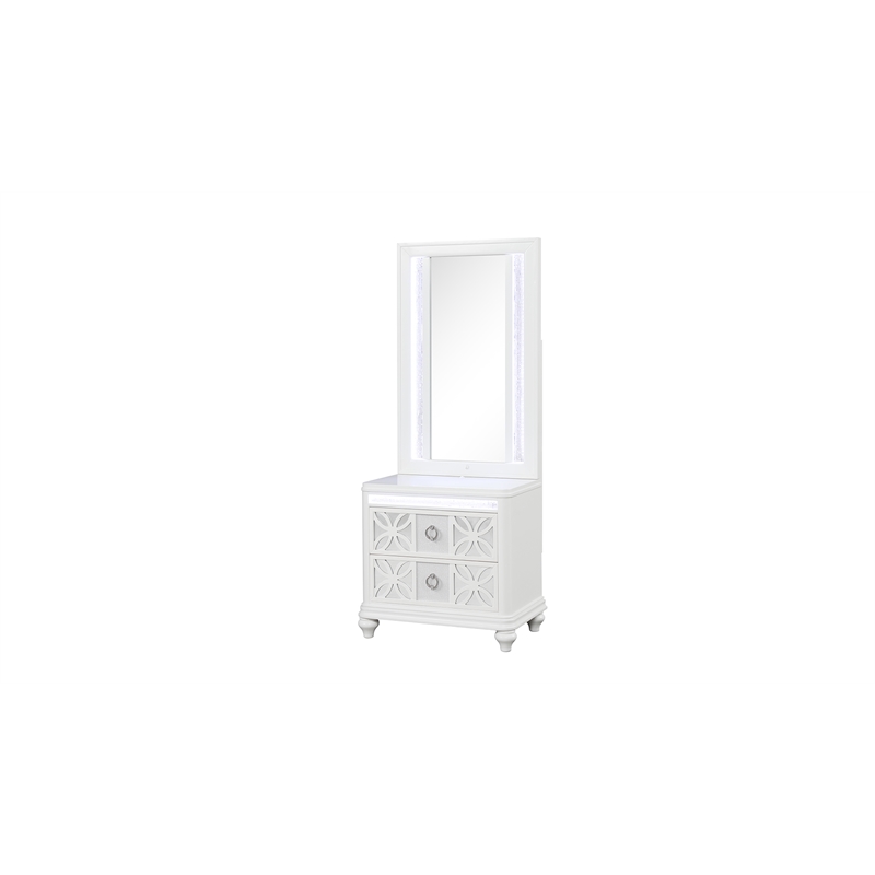 Abigale 4 Piece Wood Bedroom Set with LED Storage Bed in White