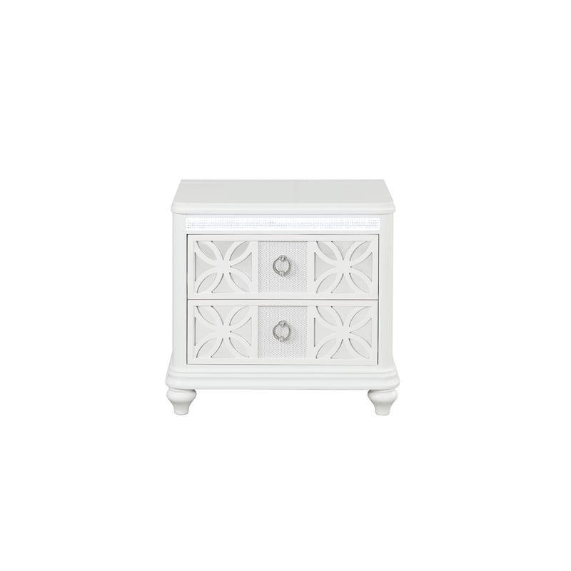 Abigale King 5 Piece Wood Bedroom Set with LED Storage Bed in White