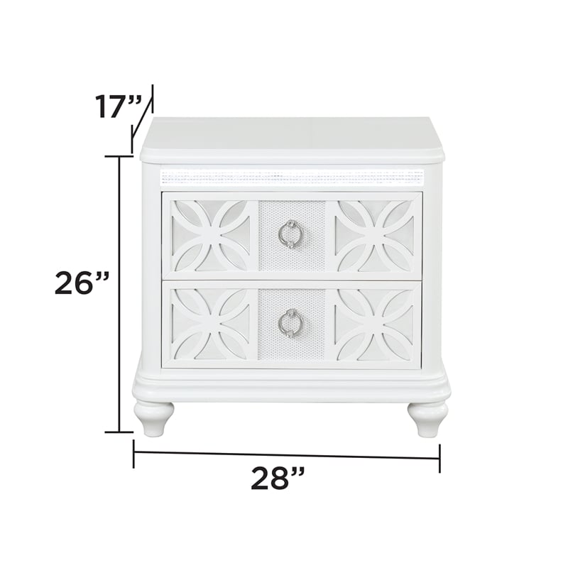 Abigale King 5 Piece Wood Bedroom Set with LED Storage Bed in White