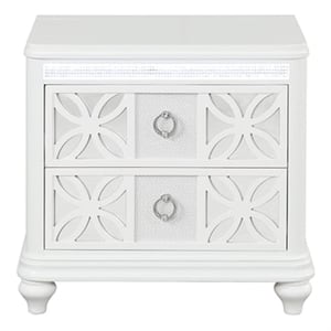 Abigale 2 Drawer Wood Nightstand with Overlay Design in White