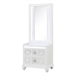 Abigale 2 Drawer Wood Nightstand with Mirror Top in White