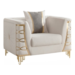 CONTESSA Modern Luxe Upholstered Accent Chair in Beige with Gold Frame