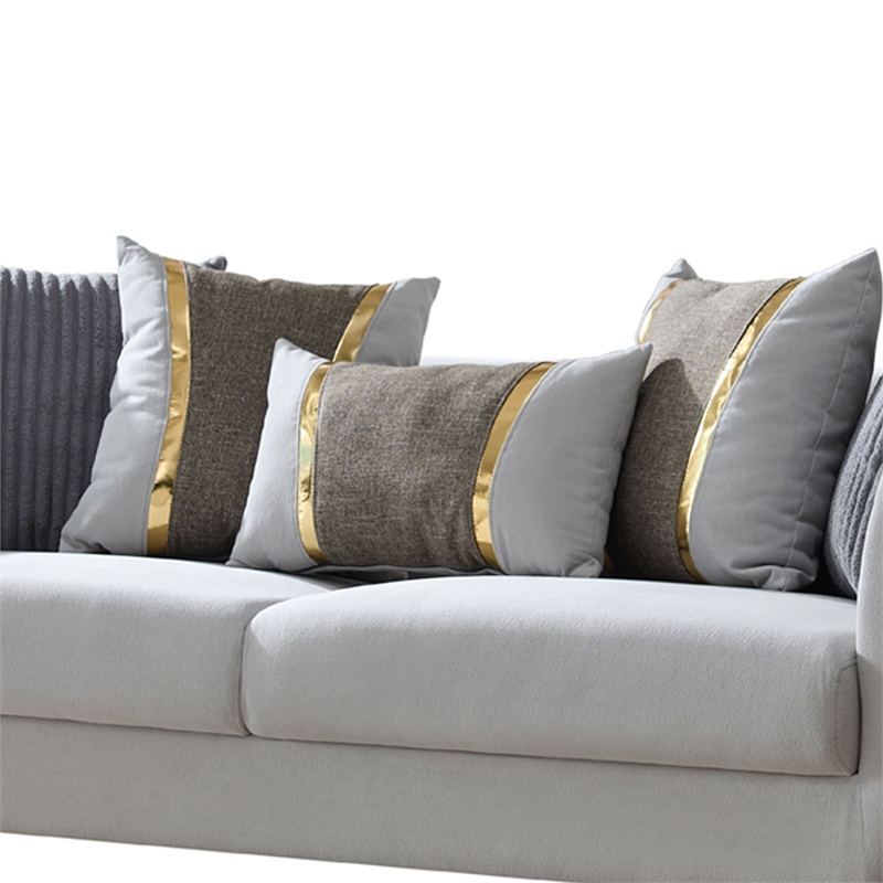 Contessa Modern Luxe Upholstered Sofa with Gold Frame Accents in Gray