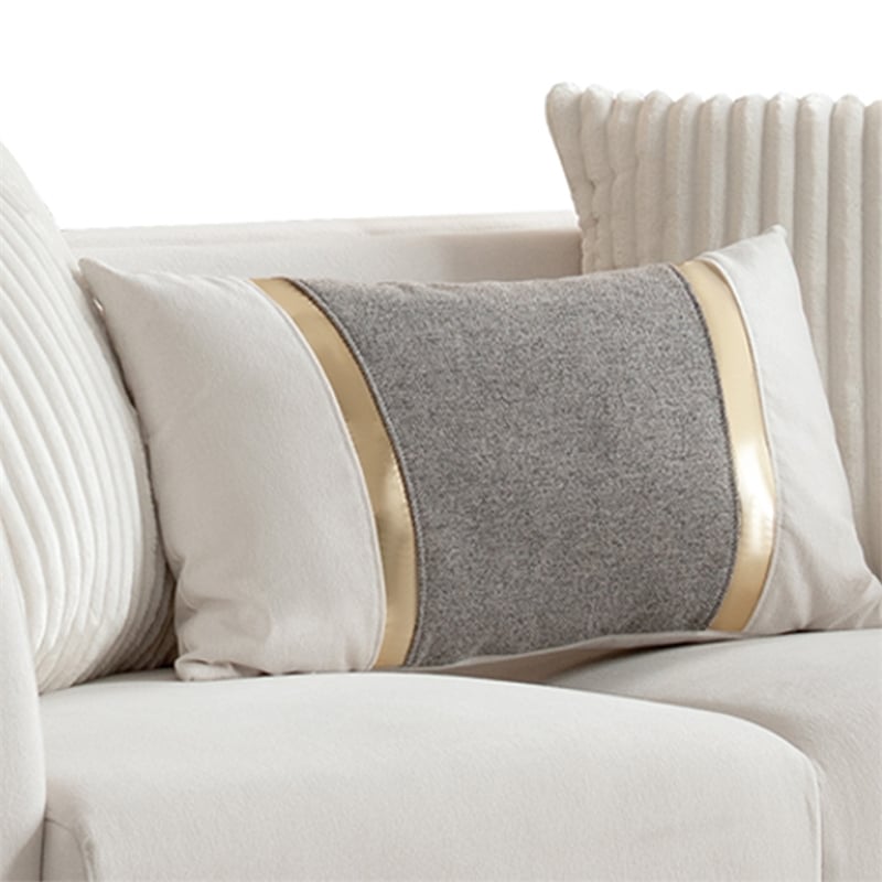 CONTESSA Modern 2 Piece Living Room Set in Beige with Gold Legs