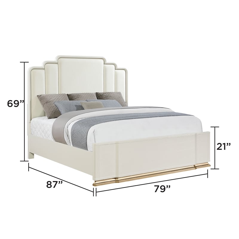 Lexington Modern King Bed with Upholstered Panel Headboard in Beige