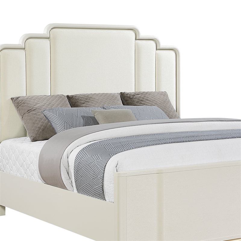 Lexington Modern King Bed with Upholstered Panel Headboard in Beige