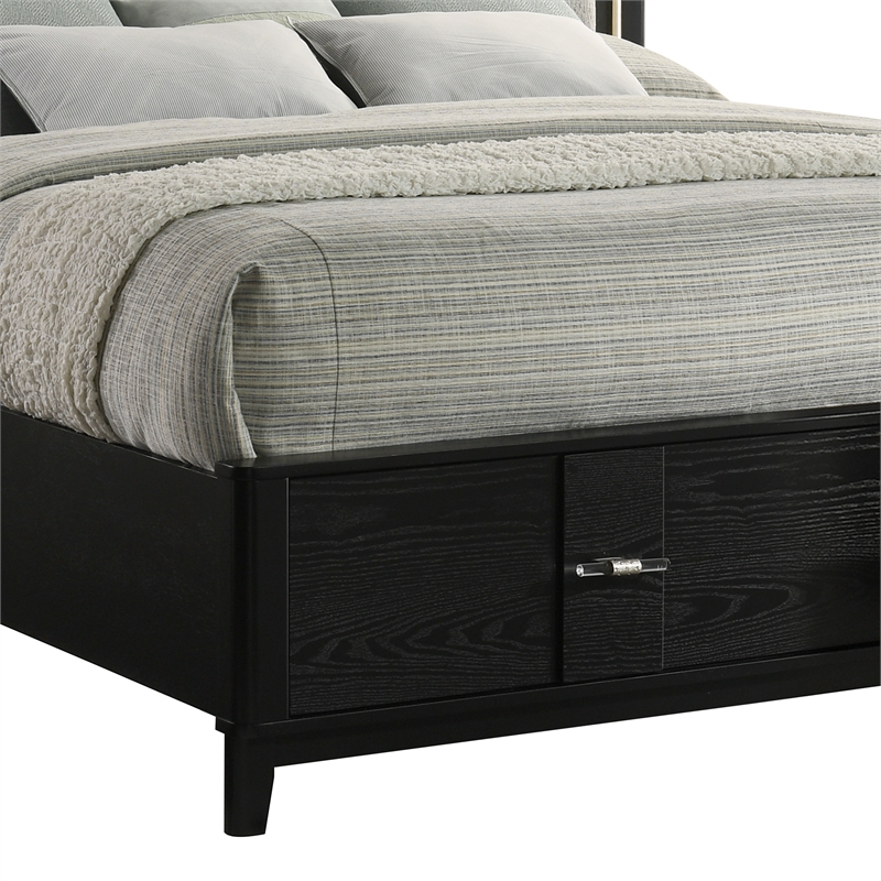 Opel Modern King Storage Bed with LED Headboard in Black