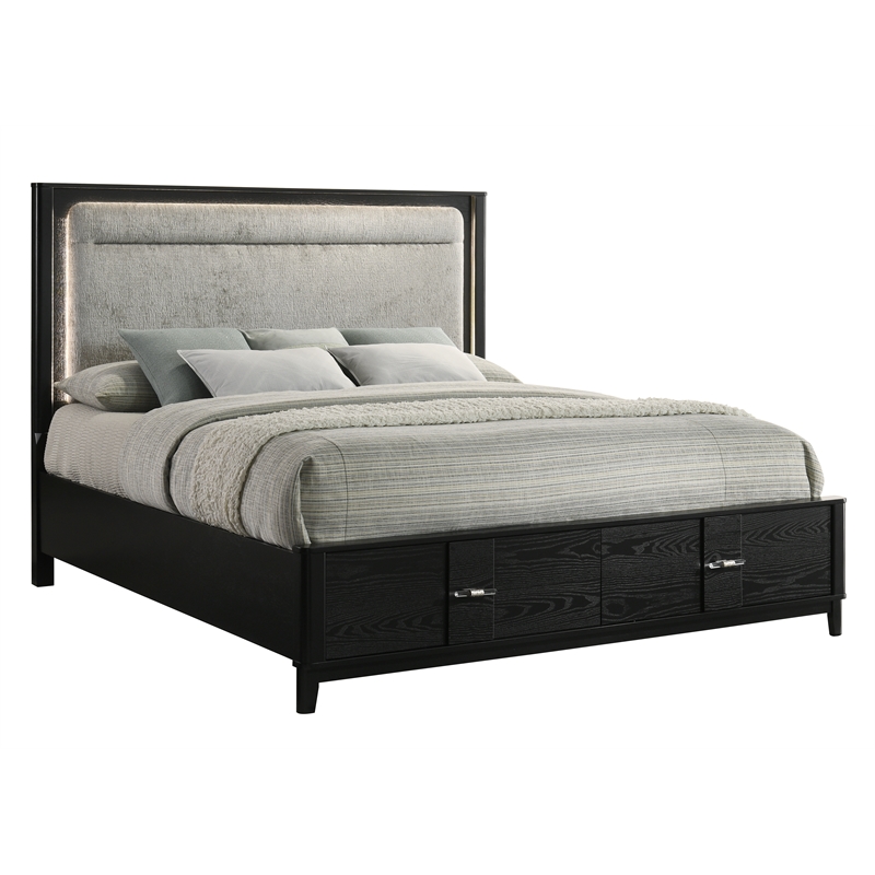 Opel Modern 4 Piece Queen Bedroom Set with Bed Dresser Mirror and Nightstand