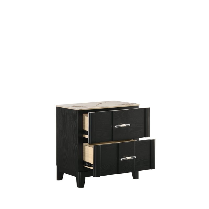 Opel Modern 4 Piece Queen Bedroom Set with Bed Dresser Mirror and Nightstand