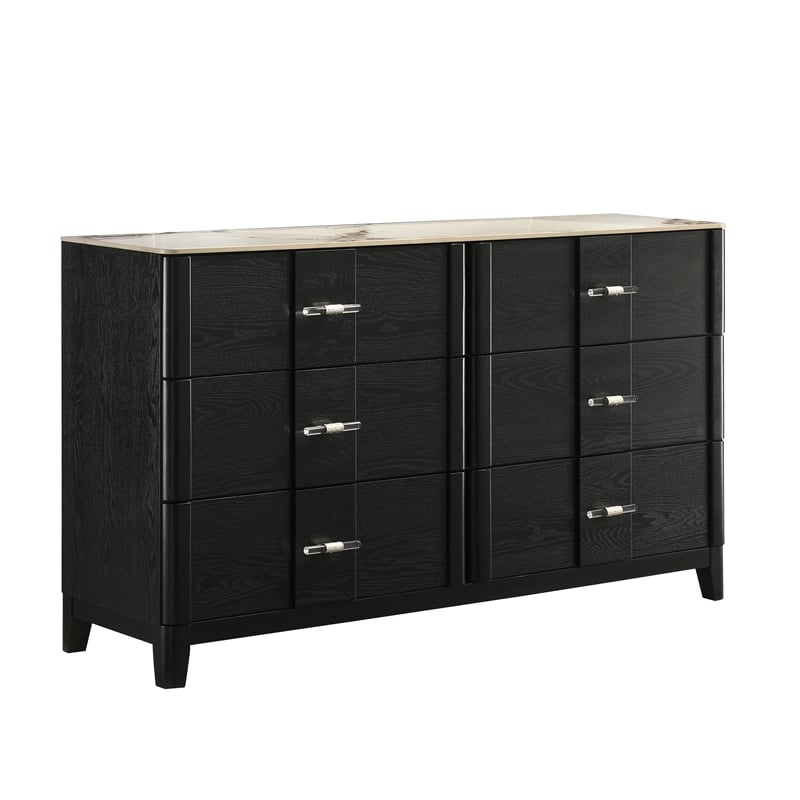 Opel Modern 4 Piece Queen Bedroom Set with Bed Dresser Mirror and Nightstand