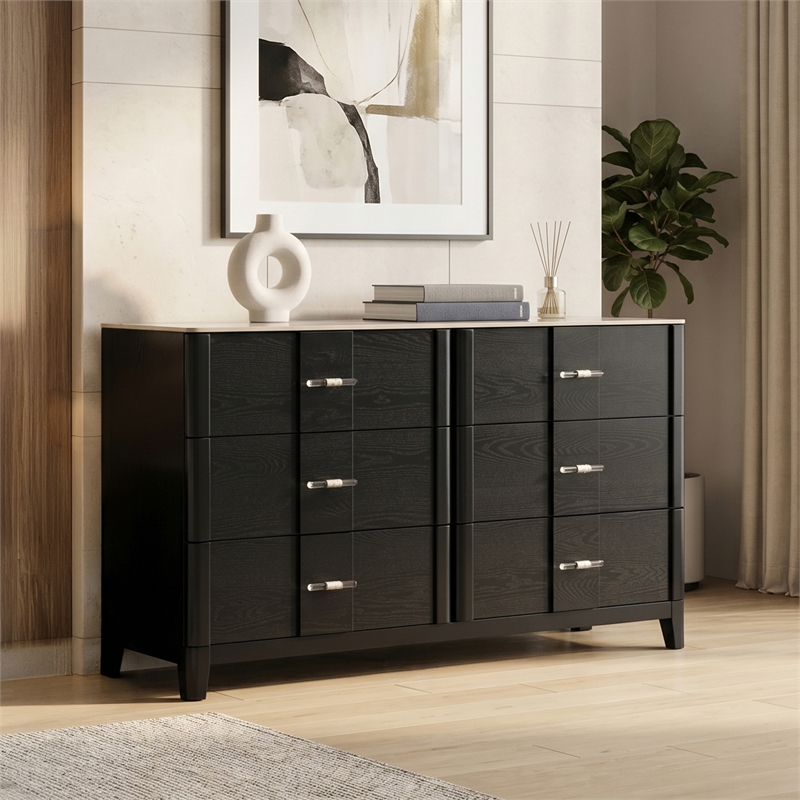 Opel Modern 4 Piece Queen Bedroom Set with Bed Dresser Mirror and Nightstand