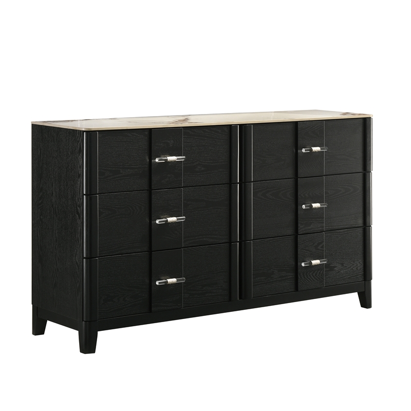 Opel Modern 4 Piece King Bedroom Set with Bed Dresser Mirror and Nightstand
