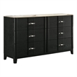 Opel Modern Dresser with Porcelain Top and 6 Drawers in Black