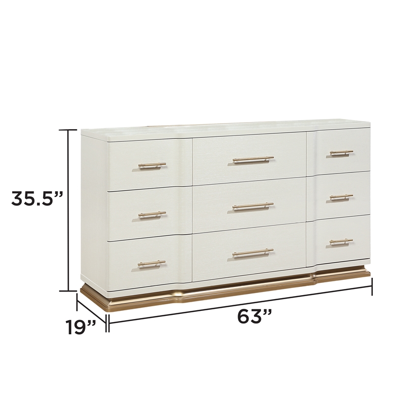 LEXINGTON Modern 9 Drawer Dresser in Beige