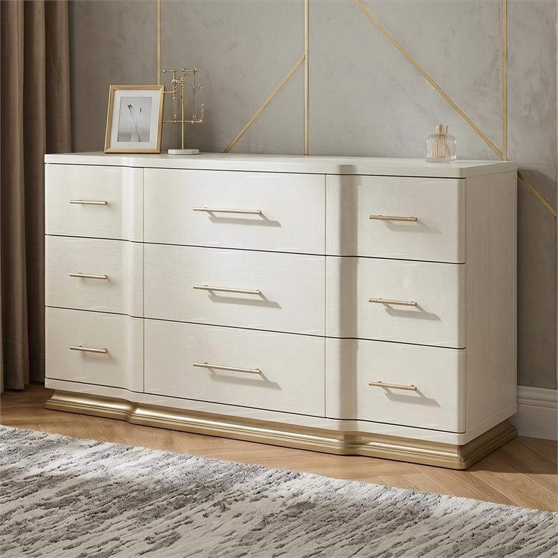LEXINGTON Modern 9 Drawer Dresser in Beige