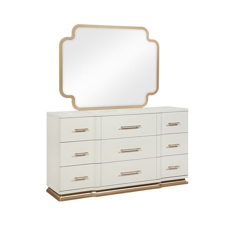 LEXINGTON Modern Framed Bedroom Mirror in Beige