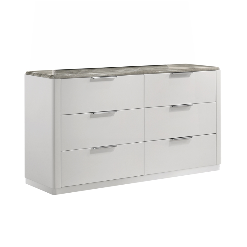Jazz Modern 4-Pc Queen Bedroom Set in White Lacquer