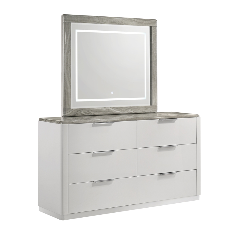 Jazz Modern 4-Pc Queen Bedroom Set in White Lacquer