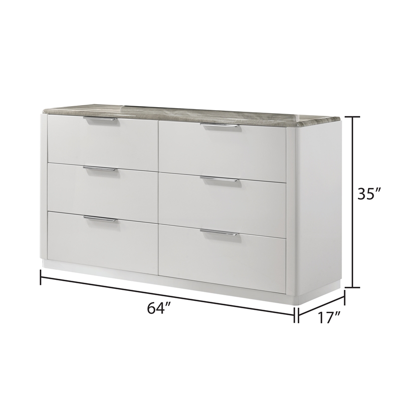 Jazz Modern 4-Pc King Bedroom Set in White Lacquer