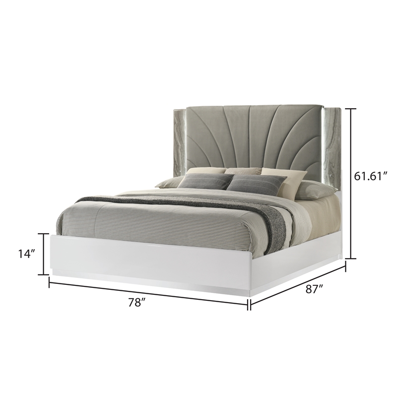 Jazz Modern 5-Pc King Bedroom Set in White Lacquer