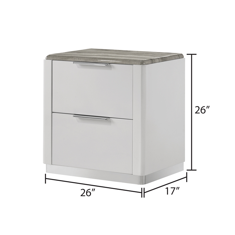 Jazz Modern 5-Pc King Bedroom Set in White Lacquer