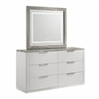 Jazz Contemporary Framed Bedroom Mirror with White Lacquer Finish