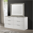 Jazz Contemporary Framed Bedroom Mirror with White Lacquer Finish