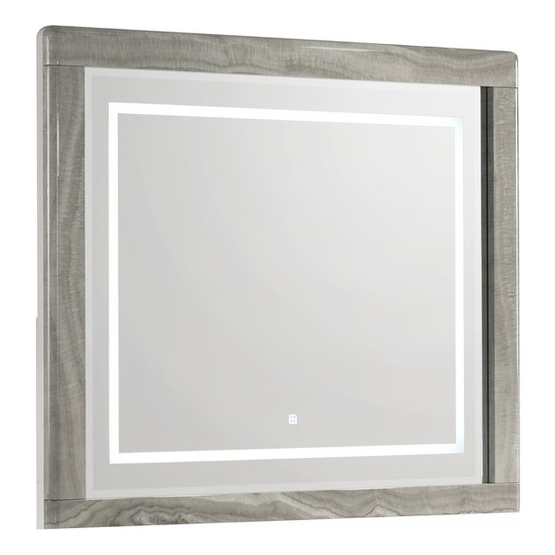 Jazz Contemporary Framed Bedroom Mirror with White Lacquer Finish