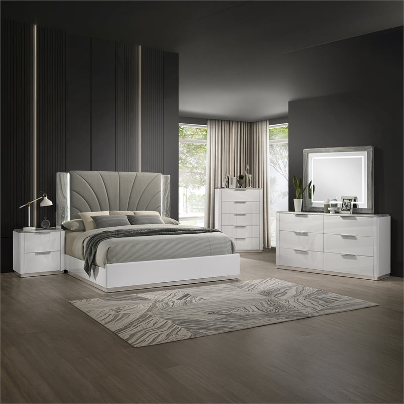 Jazz Modern 2-Drawer Nightstand in White Lacquer