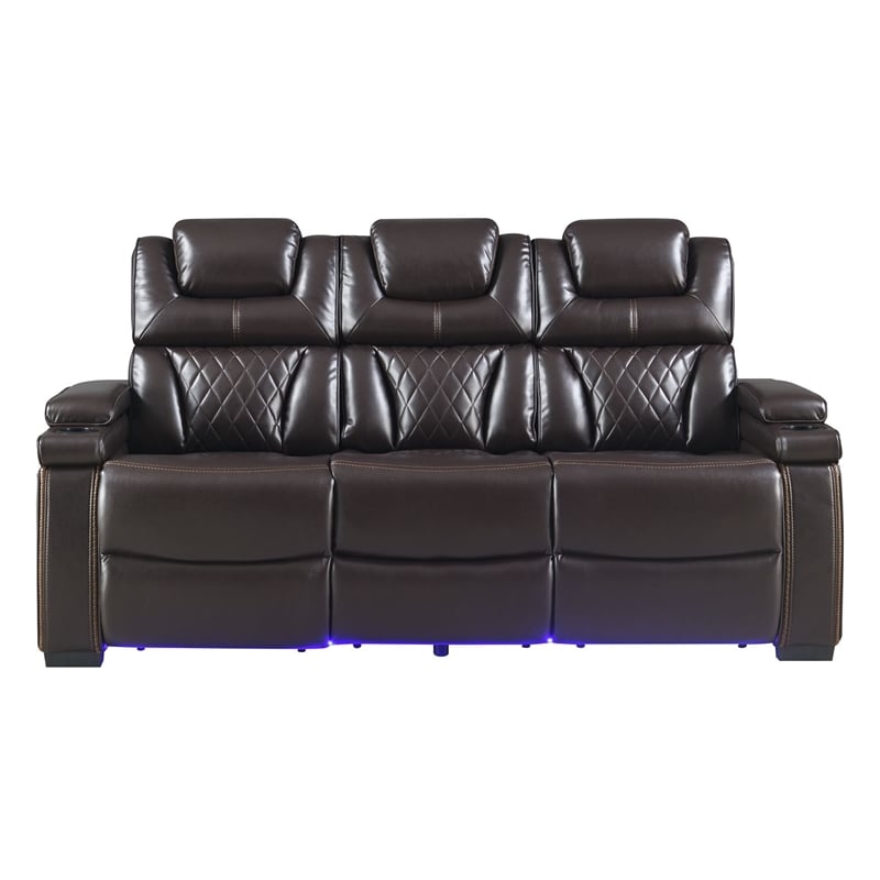 Galaxy Home Modern 2-Piece Power Reclining Sofa and Loveseat Set in Brown