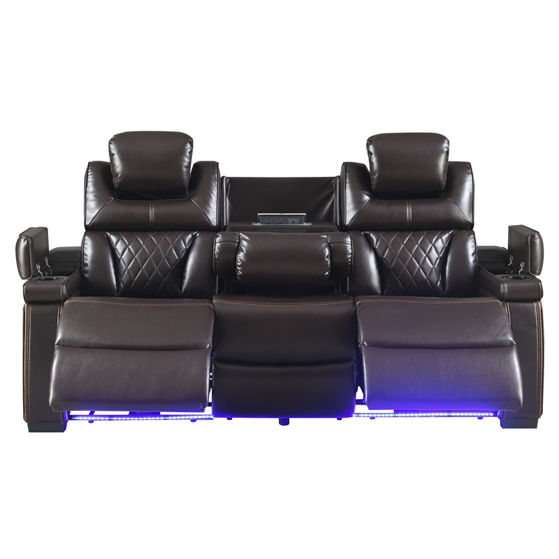 Galaxy Home Lexus Piece Power Reclining Set w Sofa/Loveseat/Chair in Brown