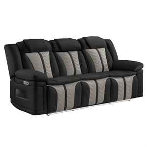 Cruiser Power Reclining Sofa with LED & Speakers in Black/Gray