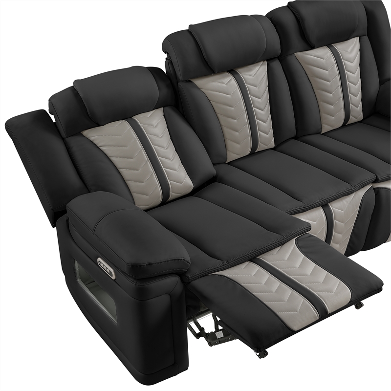 Cruiser Power Reclining Sofa with LED & Speakers in Black/Gray