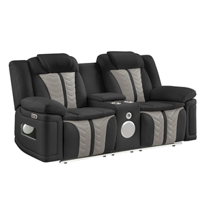 Cruiser Power Reclining Loveseat with Console in Black/Gray