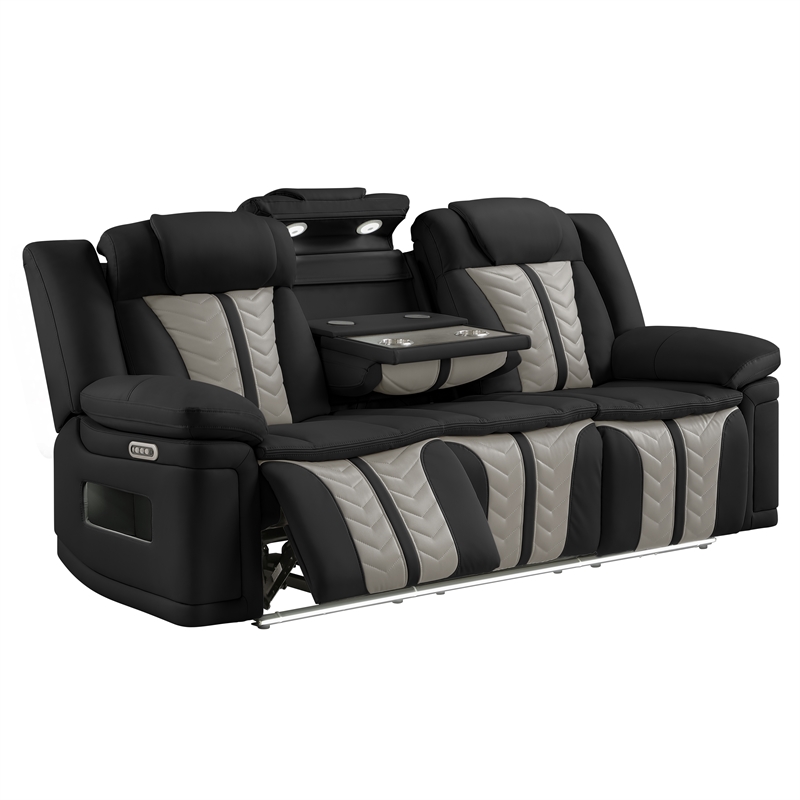 Cruiser Power Reclining Loveseat with Console in Black/Gray