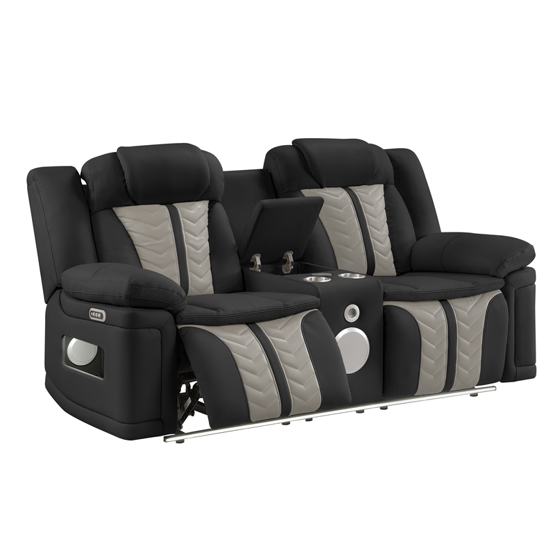 Cruiser Power Reclining Loveseat with Console in Black/Gray