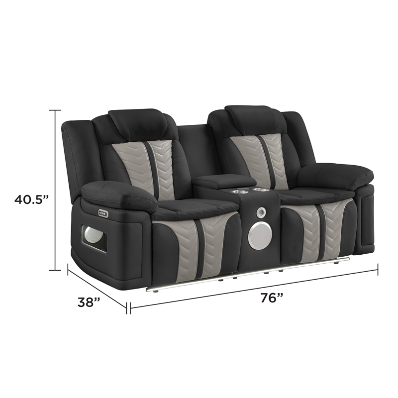 Cruiser Power Reclining Loveseat with Console in Black/Gray