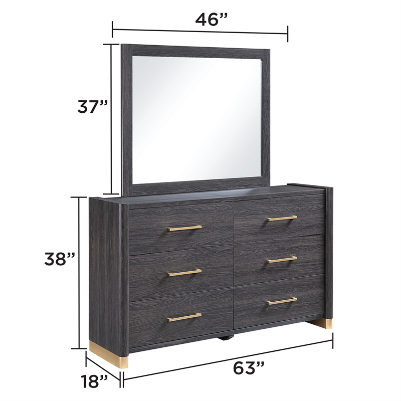 Clifton Queen 4 Piece Bedroom Set in Charcoal Gray