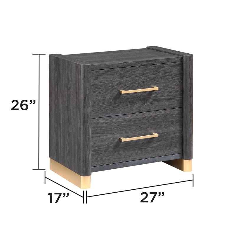 Clifton Queen 4 Piece Bedroom Set in Charcoal Gray