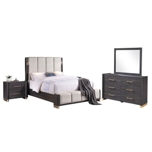 Clifton King 4 Piece Bedroom Set in Charcoal Gray