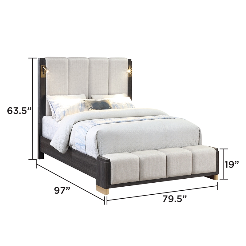 Clifton King 5 Piece Bedroom Set in Charcoal Gray