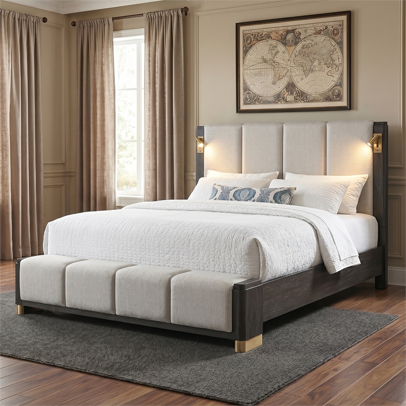 Clifton King 5 Piece Bedroom Set in Charcoal Gray