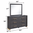 Clifton Modern 6-Drawer Wood Dresser with Gold Accents in Charcoal Gray