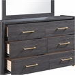 Clifton Modern 6-Drawer Wood Dresser with Gold Accents in Charcoal Gray
