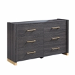 Clifton Modern 6-Drawer Wood Dresser with Gold Accents in Charcoal Gray