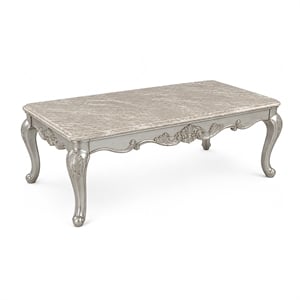 Isabella Traditional Coffee Table with Glass Top in Antique Gold