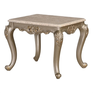 Isabella Traditional End Table with Carved Frame in Antique Gold