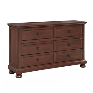 Boston Traditional 6-Drawer Wood Dresser in Walnut