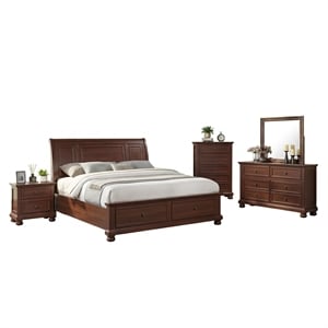 Boston Traditional Queen 5 Pc Bedroom Set in Walnut